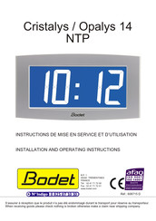 Bodet Opalys 14 NTP Instructions De Mise En Service Et D'utilisation