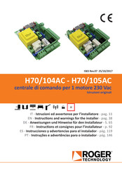 Roger Technology H70/104AC Instructions Et Consignes Pour L'installateur