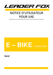Leader Fox E-Bike Bend Notice D'utilisateur