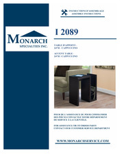 Monarch Specialties I 2089 Instructions D'assemblage