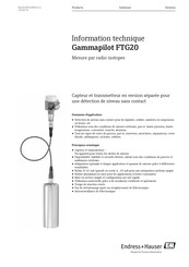 Endress+Hauser Gammapilot FTG20 Information Technique