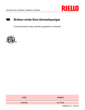 Riello RLS 250/E Instructions Pour Installation, Utilisation Et Entretien