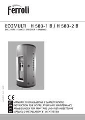 Ferroli ECOMULTI H 580-2 B Manuel D'installation Et D'entretien