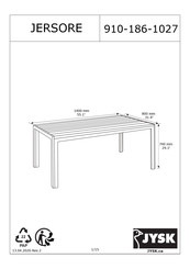 Jysk JERSORE 910-186-1027 Instructions De Montage