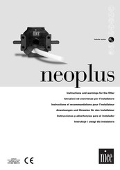 Nice neoplus Instructions Et Recommandations Pour L'installateur