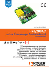 Roger Technology H70/200AC Instructions Et Consignes Pour L'installateur