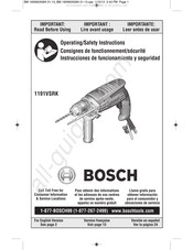 Bosch 1191VSRK Consignes De Fonctionnement/Sécurité