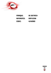 De Dietrich DOP1535B Instructions D'utilisateur