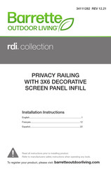 Barrette PRIVACY RAILING WITH 3X6 DECORATIVE SCREEN PANEL INFILL Instructions D'installation