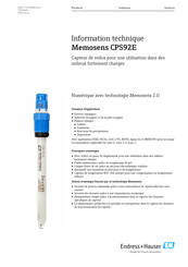 Endress+Hauser Memosens CPS92E Information Technique