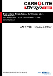 Carbolite Gero AAF 12/18 Instructions D'installation, D'utilisation Et De Maintenance