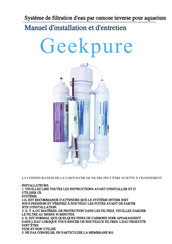 Geekpure 3-Stage Portable Aquarium Reverse Osmosis RO Manuel D'installation Et D'entretien