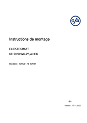 GFA ELEKTROMATEN SE 9.20 WS-25,40 Instructions De Montage