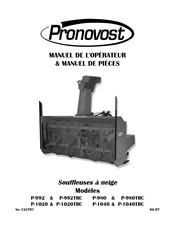 pronovost P-1020TRC Manuel De L'opérateur & Liste Des Pieces