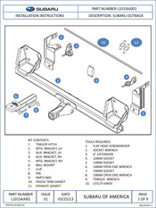 Subaru L101SAJ001 Instructions D'installation