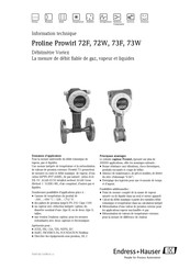 Endress+Hauser Proline Prowirl 73W Information Technique