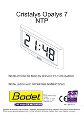 Bodet 606701 D Instructions De Mise En Service Et D'utilisation