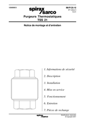 Spirax Sarco TSS 21 Notice De Montage Et D'entretien