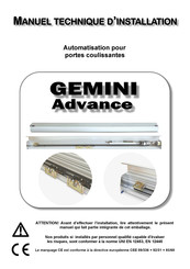 vds GEMINI Advance Manuel Technique D'installation