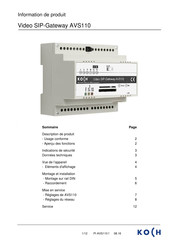 Koch AVS110 Information De Produit