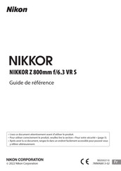 Nikon NIKKOR Z 800mm f/6.3 VR S Guide De Référence