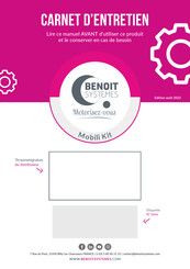 BENOIT SYSTEMS MOBILI KIT Carnet D'entretien