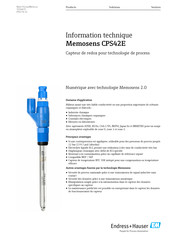 Endress+Hauser Memosens CPS42E Information Technique