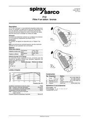 Spirax Sarco F12 Mode D'emploi