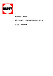 Asus ZENFONE ZE500 8 GO BL Manuel Électronique