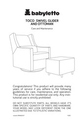 Babyletto TOCO SWIVEL GLIDER AND OTTOMAN Manuel D'entretien Et De Maintenance