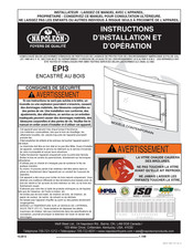 Napoleon Fireplaces EPI3 Instructions D'installation Et D'opération