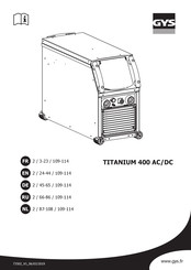 GYS TITANIUM 400 AC/DC Mode D'emploi