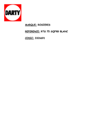 ROSIERES RTG 75 SQFRB Notice D'emploi