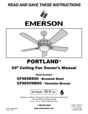 Emerson PORTLAND CF965BS00 Instructions