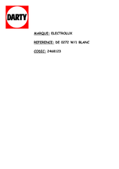 Electrolux ARTHUR MARTIN DE 0272W/1 Notice D'utilisation