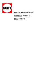 ARTHUR MARTIN 0906913 Mode D'emploi
