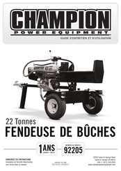 Champion Power Equipment 92205 Guide D'entretien Et D'utilisation