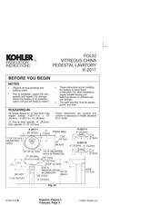 Kohler PARIGI K-2017 Notice D'installation