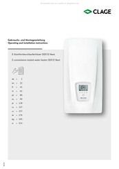 clage DEX 12 Next Instructions D'utilisation Et D'installation