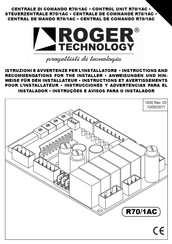 Roger Technology R70/1AC Instructions Et Avertissements Pour L'installateur