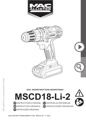 Mac allister MSCD18-Li-2 Mode D'emploi