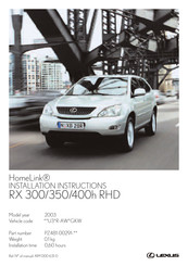 Lexus HomeLink Instructions D'installation