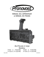 pronovost P-1020TRC Manuel De L'opérateur