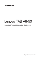 Lenovo TAB A8-50 Guide D'information