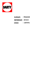 Proline MVS10 Manuel D'utilisation