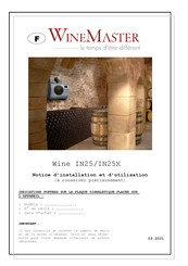 WINEMASTER Wine IN25 Notice D'installation Et D'utilisation