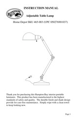 HAMPTON BAY 465-003 Manuel D'instructions