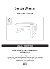 rst brands Benson ottoman OP-AWCLBOTTO-BEN Instructions D'assemblage