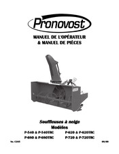 pronovost P-680 Manuel De L'opérateur & Liste Des Pieces