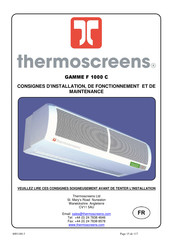Thermoscreens F2000C Consignes D'installation, De Fonctionnement Et De Maintenance